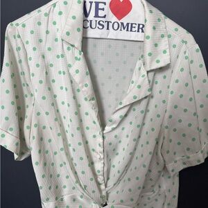 Lucy Paris Green Polka Dot Blouse